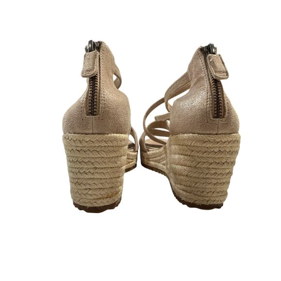 Eileen Fisher Wanda Metallic Suede Espadrille in Light Gold Size 6.5 - Picture 7 of 11